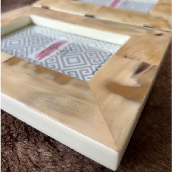 Natural Horn Hinged 4x6 Picture Dual Frame Home Table Decor Ivory Tan - Picture 3 of 17
